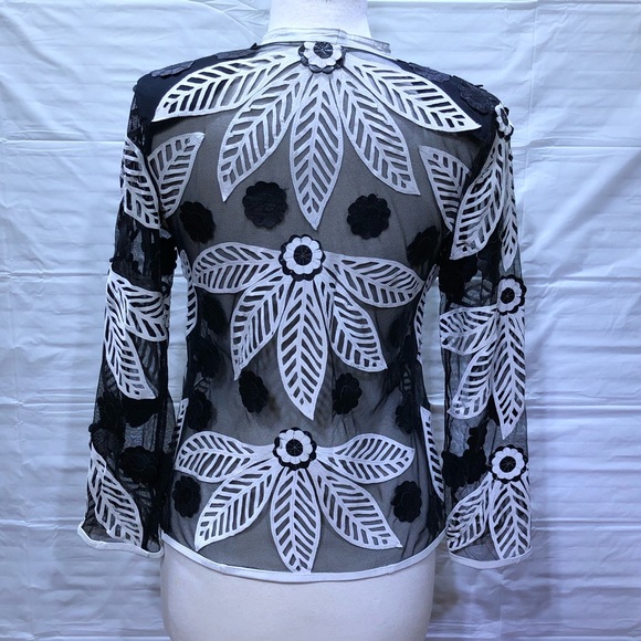 Black and white leather and mesh jacket - Picture 4 of 8